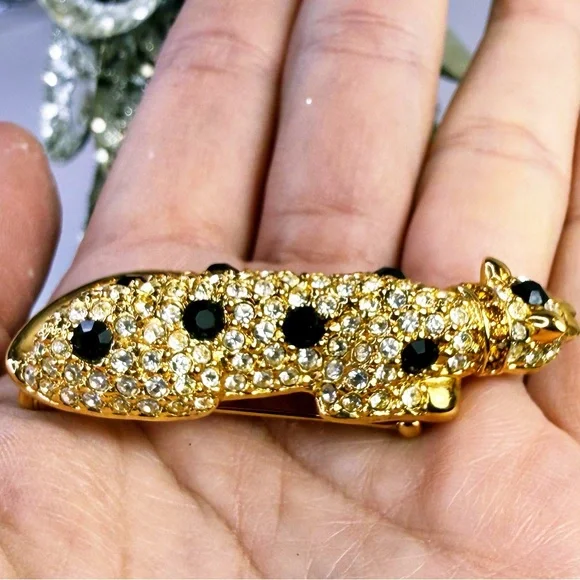 Giorgio Leopard Panther Gold Plated and Crystal Brooch/Pin - Picture 6 of 9
